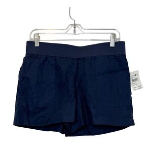 Allen Allen USA Womens Navy Blue Linen Pull On Shorts Lapis LL11243-NR Size M
